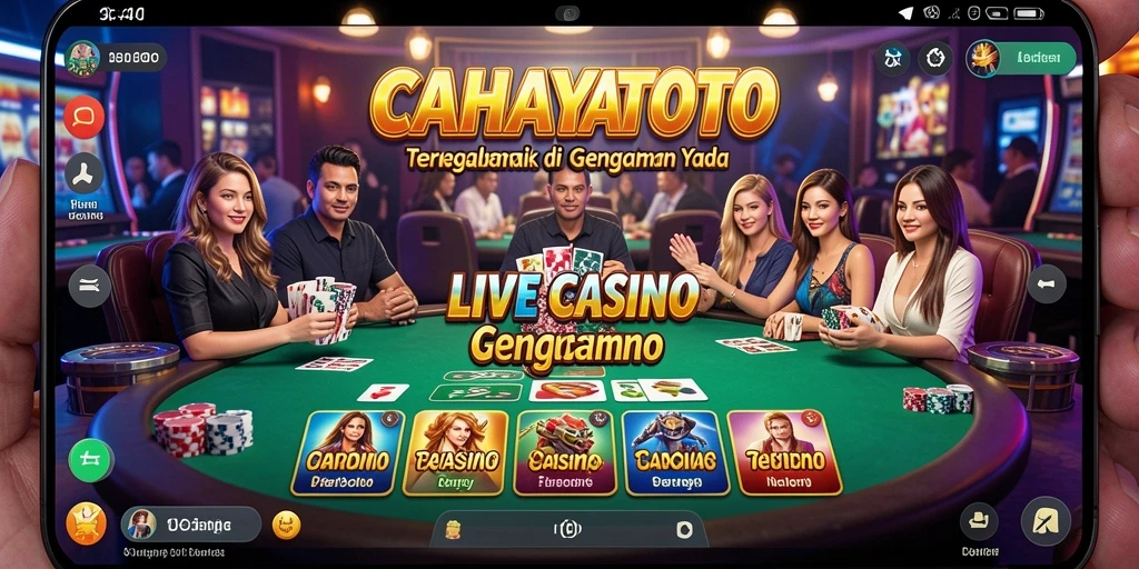 Screenshot gameplay CAHAYATOTO menampilkan dealer dan meja permainan.