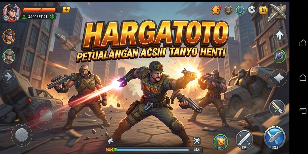 Tangkapan layar HARGATOTO menampilkan aksi pertempuran yang seru dan mendebarkan.
