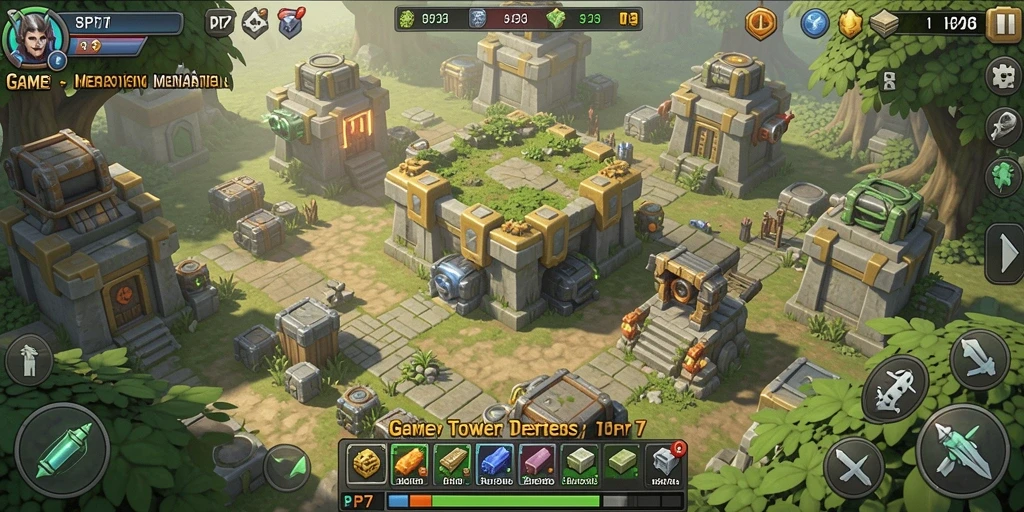 Screenshot gameplay PP7 menampilkan aksi seru di game Tower Defense.