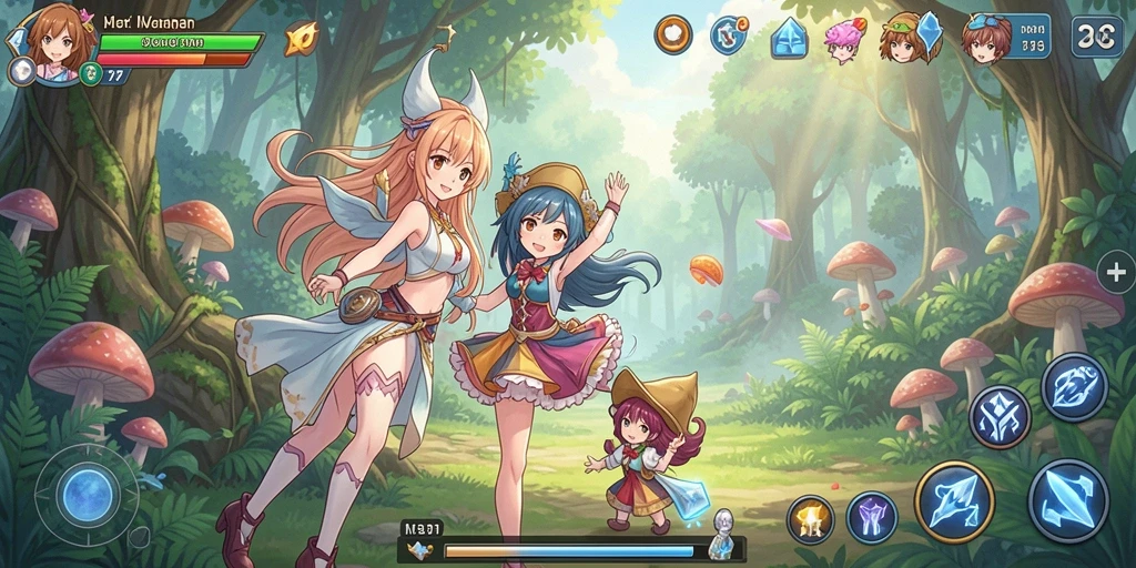 Tampilan gameplay V07 yang menakjubkan dengan aksi karakter Anime.